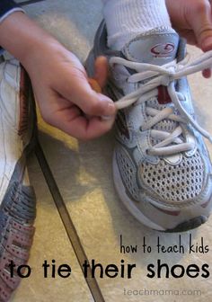 Ready to teach your child how to tie their shoes? It's one of the basics all kids have to learn, and takes some coordination and practice. This is the best way I've ever found to teach kids this basic skill of tying shoes! Learn my tips for how to teach your littles how to tie their shoes and not be frustrated doing it! #teaching #preschool #tips #parents #learning #toddler