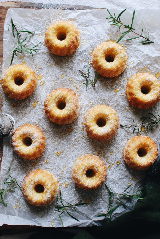 Olive Oil and Corn Mini Bundt Cakes / Bev Cooks