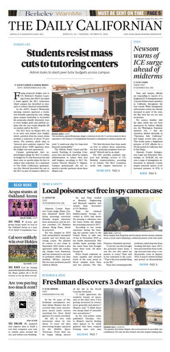 The front page of the latest issue of The Daily Californian.