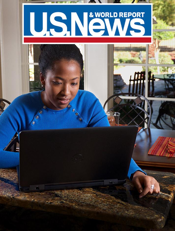 Online student at computer
