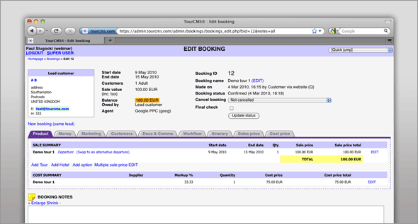 Take online bookings & tailor-made tour requests. Track and monitor booking flow from initial lead through supplier communications and fulfillment to post-travel.
