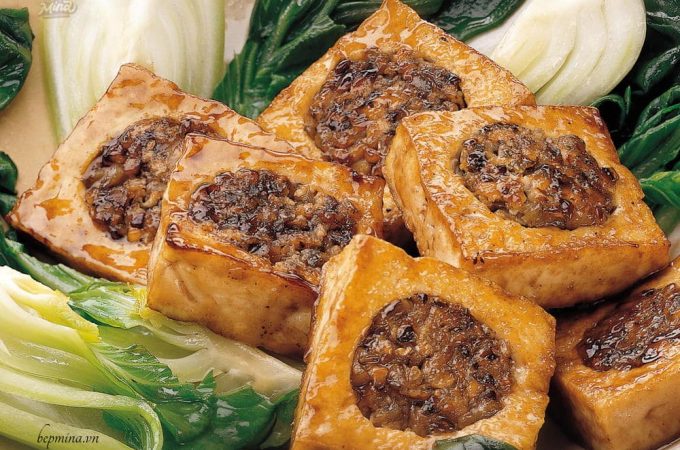 c&aacute;ch l&agrave;m đậu phụ nhồi thịt