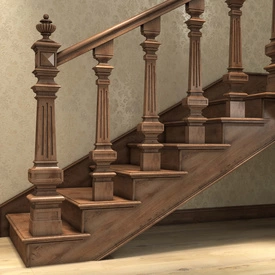 Renaissance style large wooden newel post