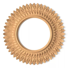 Neoclassical wall-mounted Sun frame mirror from beech