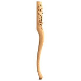 Large cabriole table legs with floral ornamentation from solid wood (1 pc.)