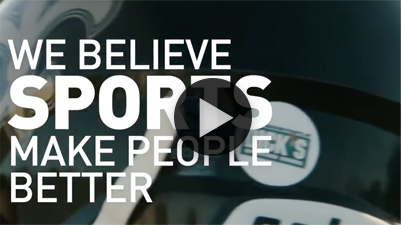 Video thumbnail of Dick&rsquo;s Sporting Goods merchandise with the following words superimposed over the image in white font: We Believe Sports Make People Better