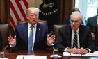 President Donald Trump speaks during a July 2019 Cabinet meeting in the Cabinet Room of the White House. Right, then-Acting Secretary of Defense Richard Spencer.
