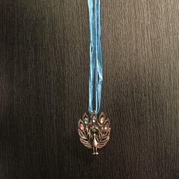 Silver Peacock Brooch Necklace