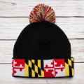 Maryland Flag (Black) / Knit Beanie Cap w/ Pom-Pom Product Image