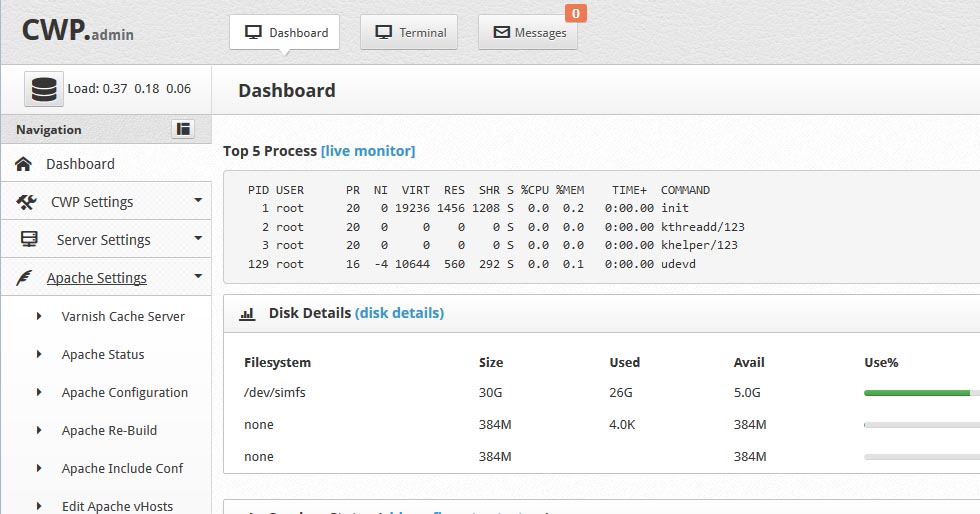 CentOS Web Panel Admin