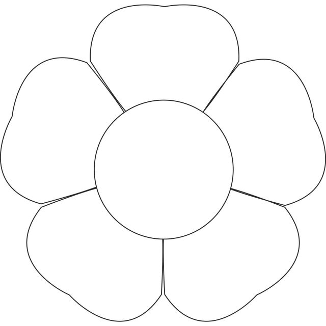 5 petal flower pattern template