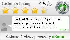 Customer review: Difficult first print and Sculpteo reached out to let me know about the risks of printing this unique setup.  I accepted the risks and asked them to move forward.  I was amazed when the package showed up and was beautifully and securely packaged.  My 3D prototype was fully intact despite some very thin areas.