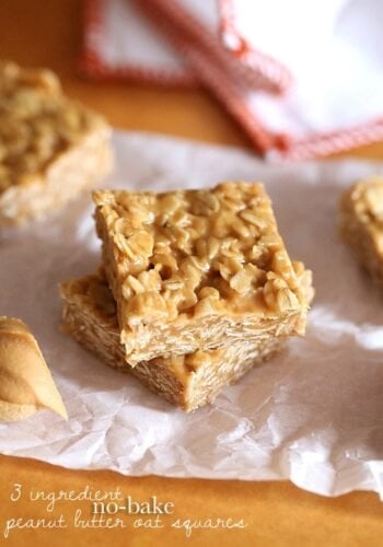3 Ingredient NO Bake Peanut Butter Oat Bars...SO easy, only 3 ingredients!