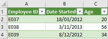 excel tables course