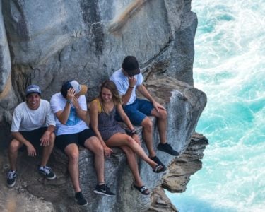 group of 20 year olds on a cliff