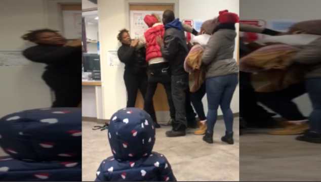 Sheesh: Lady Gets Her Weave Snatched Out In Front Of Her Kid At The Doctors Office!
