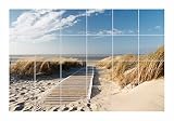 FoLIESEN Fliesenaufkleber für Bad und Küche - Fliesenposter Weg zum Strand - Fliesengrö&szlig;e 15x20 cm (BxH) - Fliesenbild 90x60 cm (BxH)