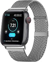 KOUUNN Compatible for Apple Watch Band 38mm 40mm 42mm 44mm, Stainless Steel Mesh Sport Wristband Loop with Adjustable...
