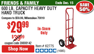 600 lb. Capacity Heavy Duty Hand Truck