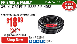 3/8 in. x 50 ft. Rubber Air Hose