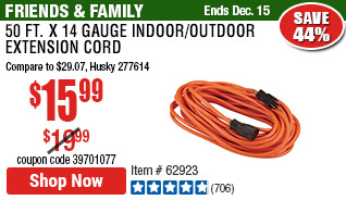 50 ft. x 14 Gauge Indoor/Outdoor Extension Cord