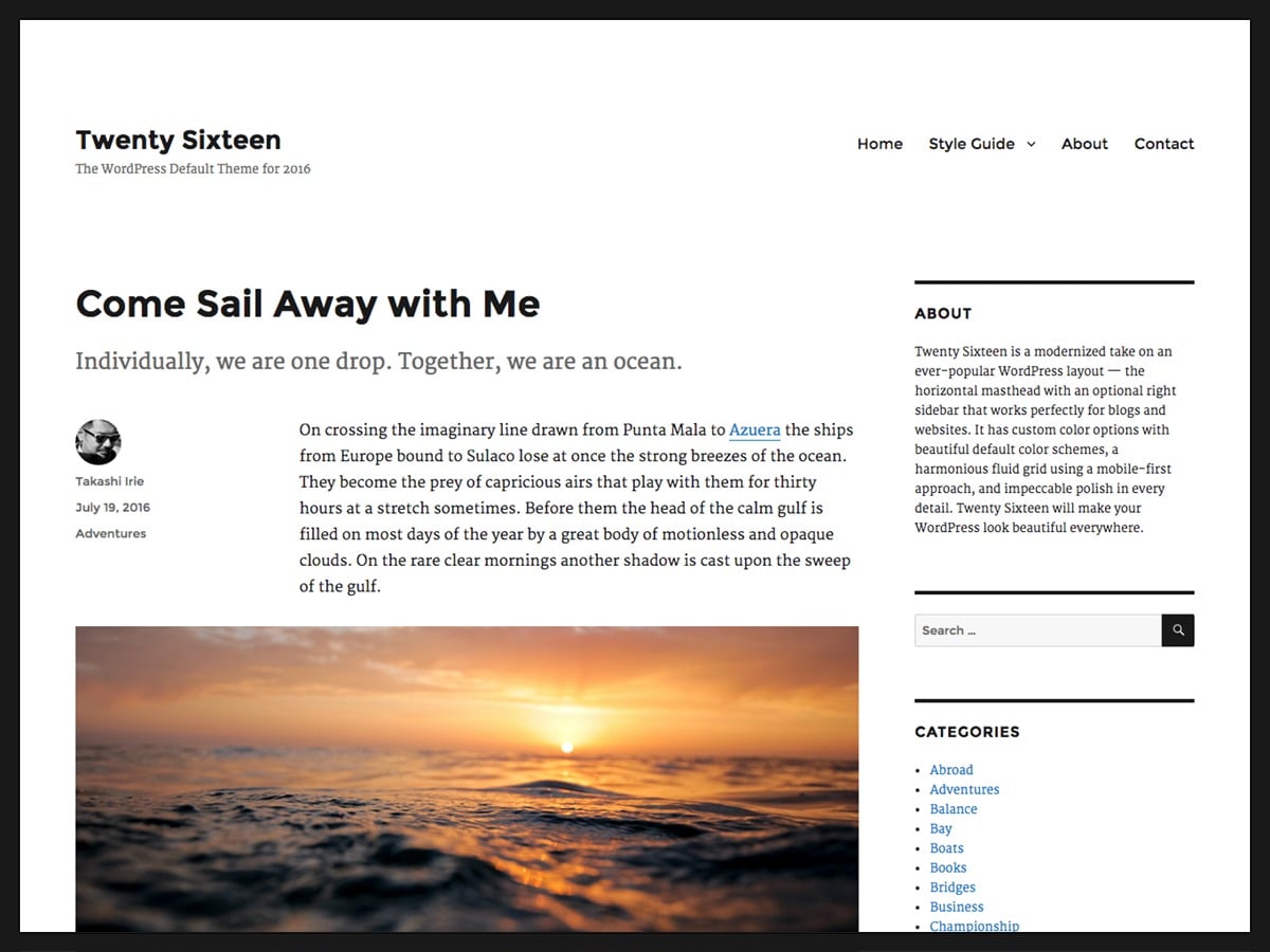Twenty Sixteen free WordPress theme