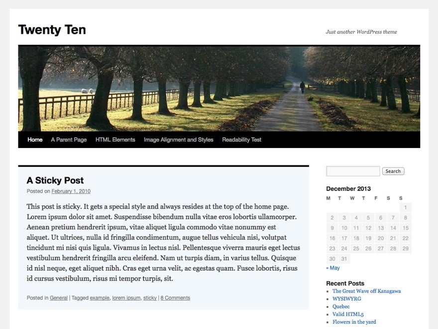 Twenty Ten WordPress theme download