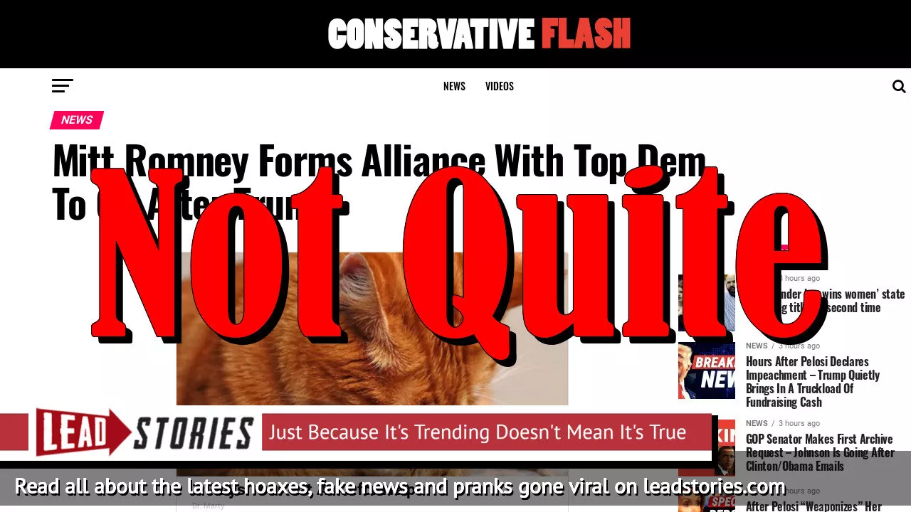Fake News: Mitt Romney Did NOT Form Alliance With Top Dem To Go After Trump