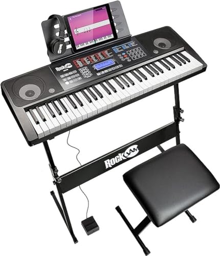 Rockjam 61 Kit Clavier Piano 61 &Eacute;couteurs Cl&eacute;s Stand Clavier Banc de Piano Num&eacute;rique P&eacute;dale de Sustain et Simplement L'Application de Piano