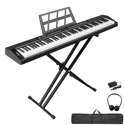 LEADZM Piano Num&eacute;rique Semi-Marteau 88 Touches, Clavier &Eacute;lectronique avec Support en Forme de X &agrave; Double Tube, Bluetooth MIDI, Pupitre de Partition, P&eacute;dale de Sustain, &Eacute;couteurs