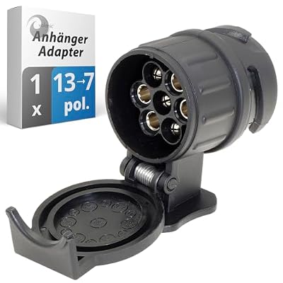 valonic Premium Anh&auml;nger Adapter - 13 auf 7 polig, schwarz - Auto zu H&auml;nger, Adapter für Pkw, Kfz und LKW - kurz, Anh&auml;ngerkupplung, Adapterstück