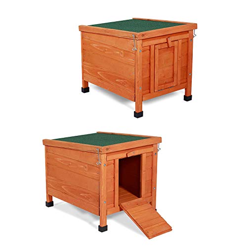 lionto Clapier Bois pour Lapins Petit enclos Animaux Clapier d&rsquo;ext&eacute;rieur 43x43x52 cm