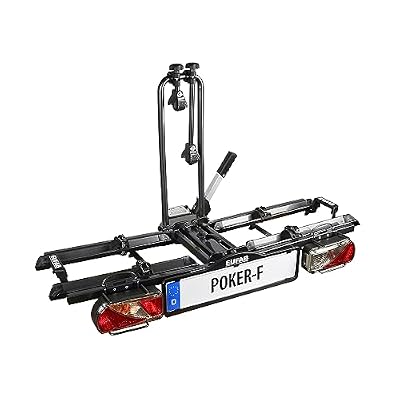 EUFAB 12010LAS Fahrradtr&auml;ger POKER-F, E-Bike geeignet, komplett vormontiert, Diebstahlschutz, für 2 Fahrr&auml;der, für Anh&auml;ngerkupplung, Schwarz, 142 x 70 x 58 cm