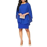 Uranus Vestido Mujer Color slido Talla Grande Gasa Mantn...