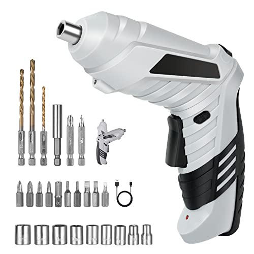 Flintronic Perceuse Visseuse Sans Fil 3.6Nm, Visseuse Devisseuse 1300mAh 3.6V + 26 Accessoires, 2 Sens Rotation + Lampe LED, C&acirc;ble Charge USB, Id&eacute;al pour Artisans, Installation de Meubles et Jouets