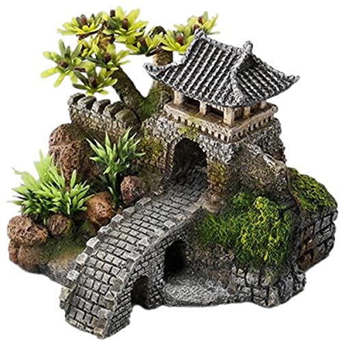 Europet Bernina 234-411933 Aquariendekoration Gate Bridge mit Pflanzen, 15.7 x 13.5 x 11.5 cm