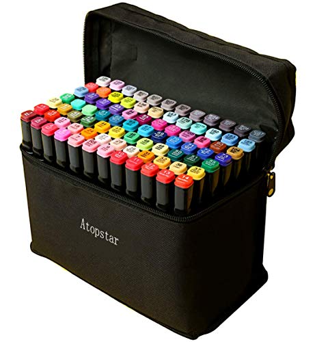 ARTHEHE Feutre a Alcool 80 Couleurs Marqueurs de Dessin Feutres &agrave; Alcool Twinmarkers