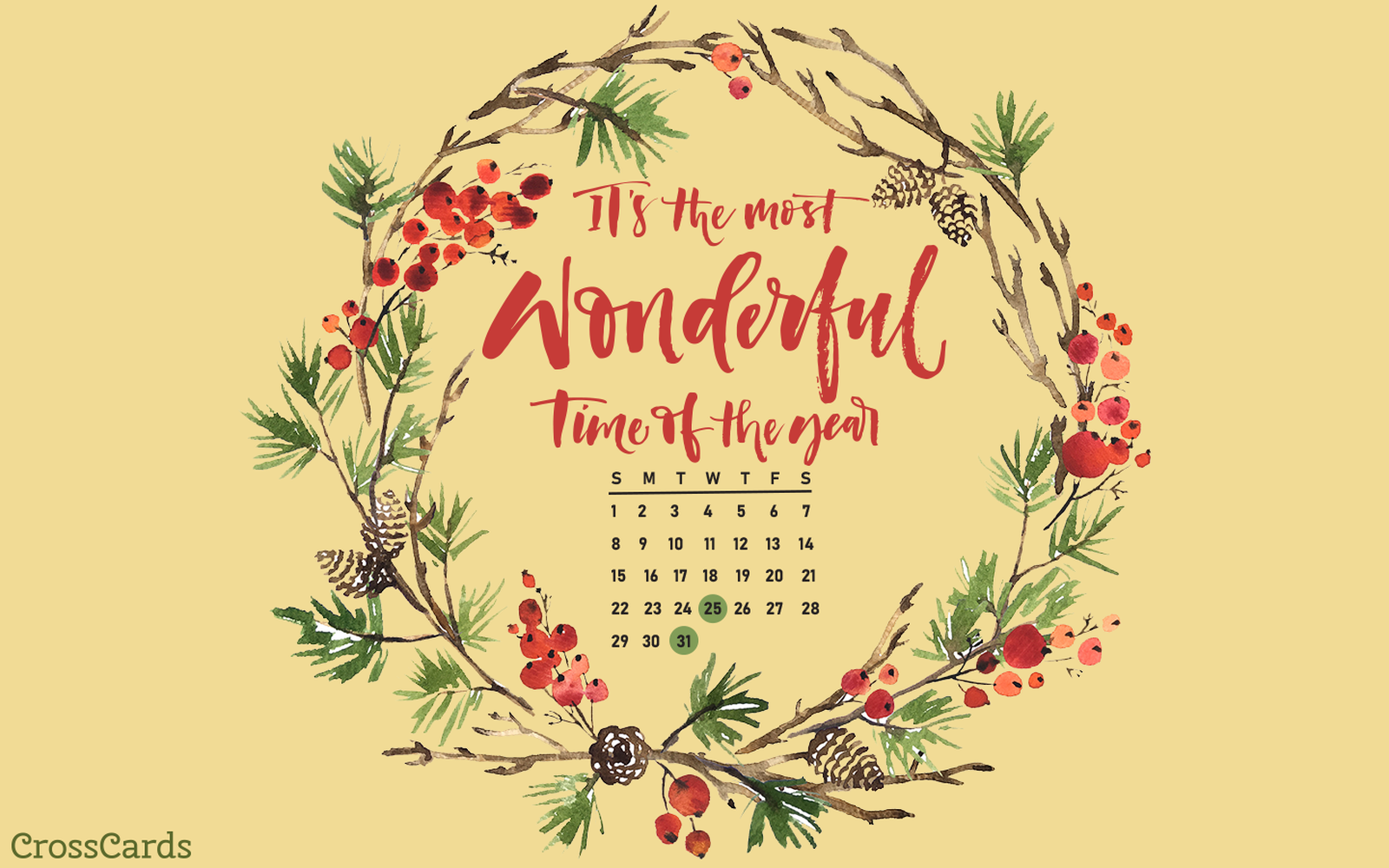 December 2019 - Christmas Wreath ecard, online card