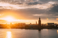 Stockholm, Sweden. Scenic Skyline View Of Famous Tower Of Stockh