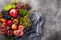 Various autumn fruits. Harvest concept