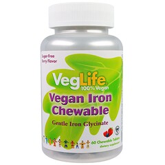 VegLife, 비건 철 츄어블, 베리 맛, 60츄어블 정