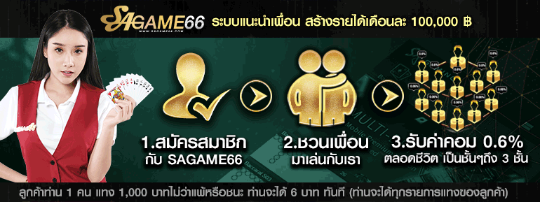 ร่วมเป็นตัวแทน คาสิโน กับ SAGAME66 รับโบนัสพิเศษ