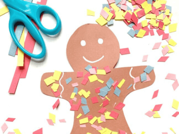 gingerbread craft with construction paper and scissors
