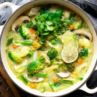 Thai coconut soup in white pot