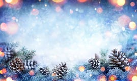 Free Christmas Card - Snowy Fir Branch With Pine Cones Royalty Free Stock Images - 100864149