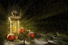 Free Glowing Lantern Christmas Night Royalty Free Stock Photography - 35520477