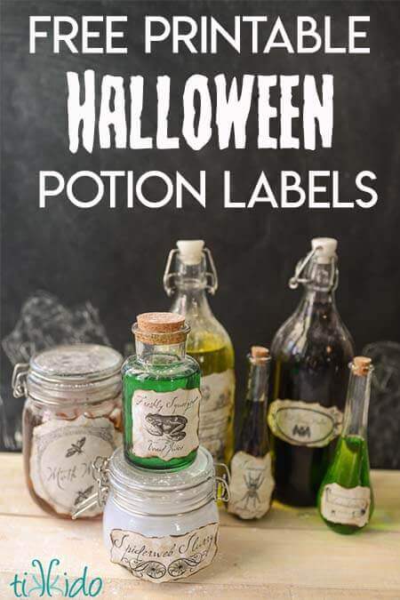 Creepy Halloween Potion Bottles Tutorial (with Free Printable Labels)