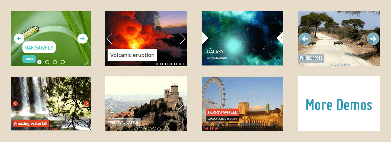 WOWSlider is a responsive jQuery image slider with amazing visual effects   and tons of professionally made templates.
