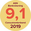 NBA - Prijzen - Consumentenbond ASN Bankrekening 9,1 2019