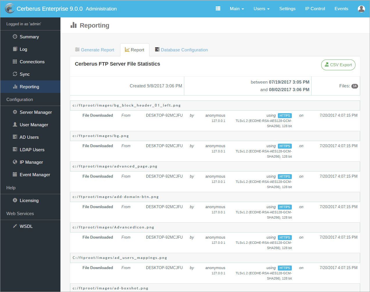 Advanced Reporting using Web Administration